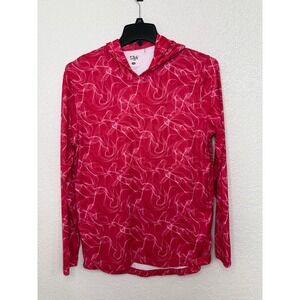 1764 Signature Mens Red White Abstract Smoke Swirl Performance Hoodie Medium